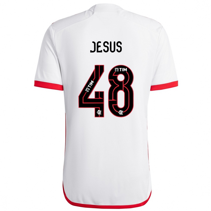 Kinder Fußball Igor Jesus #48 Weiß Rot Auswärtstrikot Trikot 2024/25 T-Shirt Luxemburg