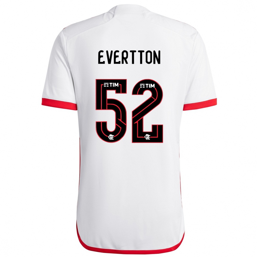 Kinder Fußball Evertton #52 Weiß Rot Auswärtstrikot Trikot 2024/25 T-Shirt Luxemburg