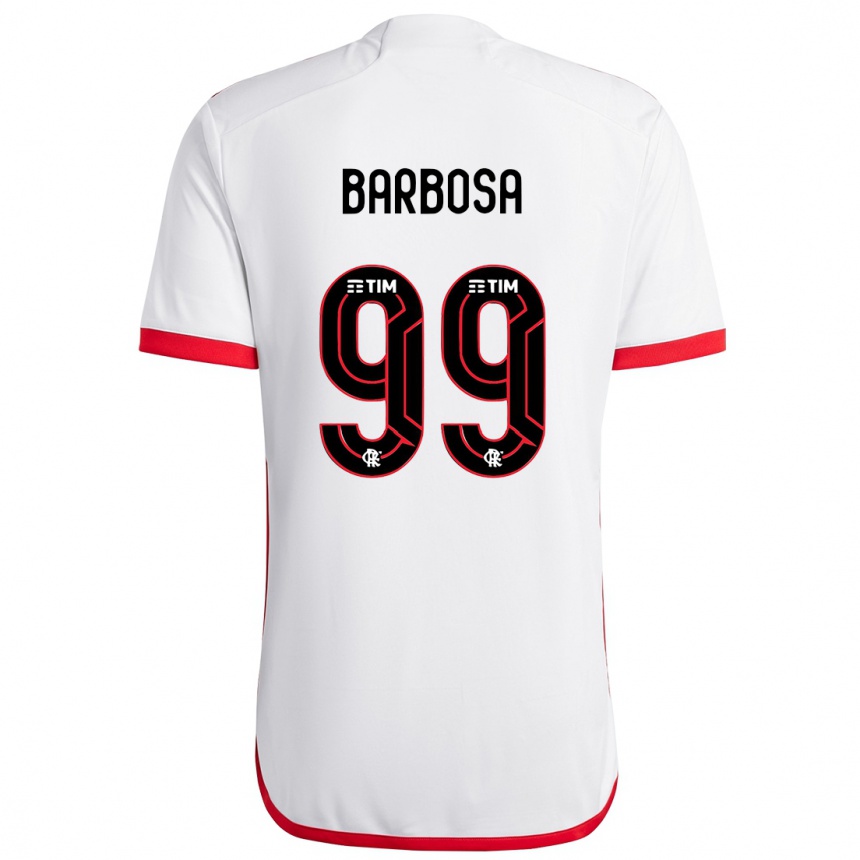 Kinder Fußball Gabriel Barbosa #99 Weiß Rot Auswärtstrikot Trikot 2024/25 T-Shirt Luxemburg