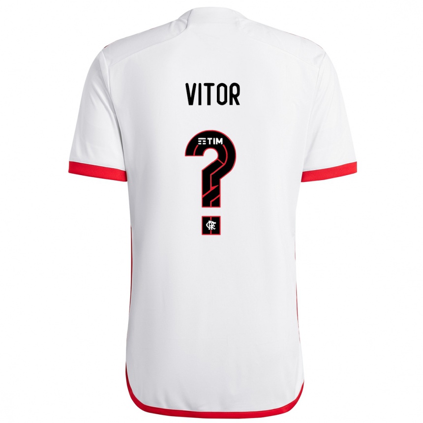 Kinder Fußball João Vitor #0 Weiß Rot Auswärtstrikot Trikot 2024/25 T-Shirt Luxemburg