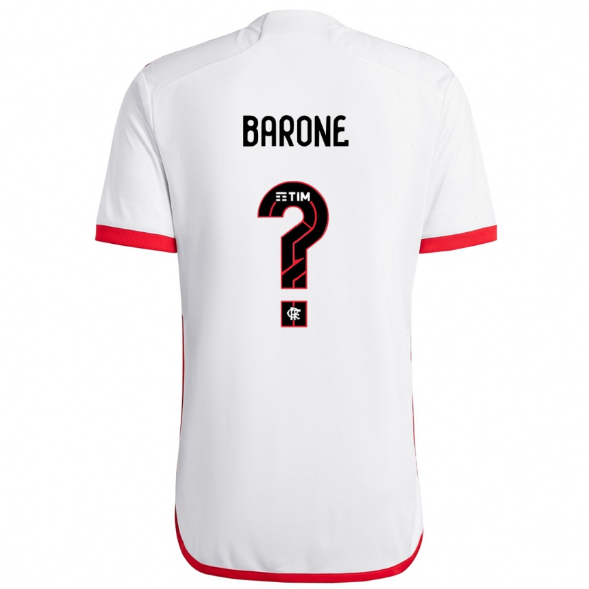 Kinder Fußball Caio Barone #0 Weiß Rot Auswärtstrikot Trikot 2024/25 T-Shirt Luxemburg