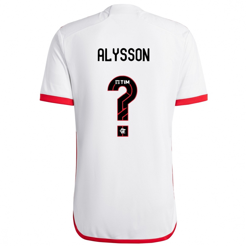 Kinder Fußball Alysson #0 Weiß Rot Auswärtstrikot Trikot 2024/25 T-Shirt Luxemburg