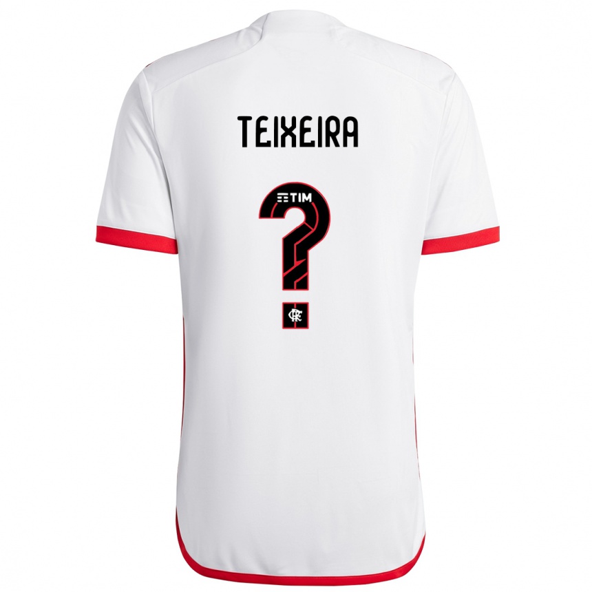 Kinder Fußball Guilherme Teixeira #0 Weiß Rot Auswärtstrikot Trikot 2024/25 T-Shirt Luxemburg