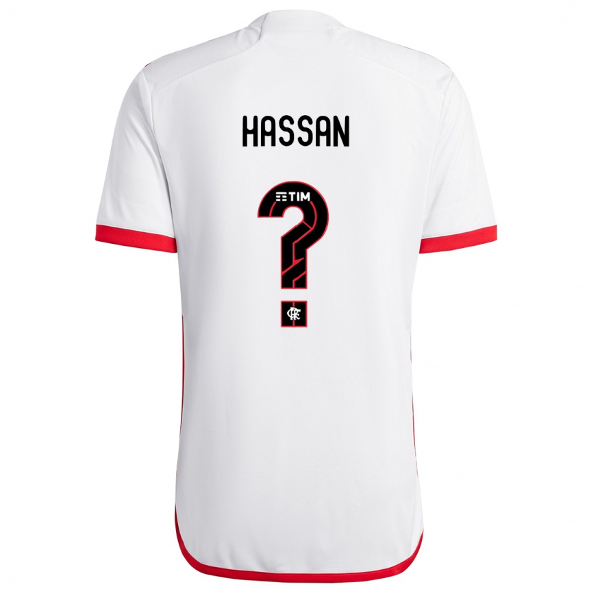 Kinder Fußball Haruna Hassan #0 Weiß Rot Auswärtstrikot Trikot 2024/25 T-Shirt Luxemburg