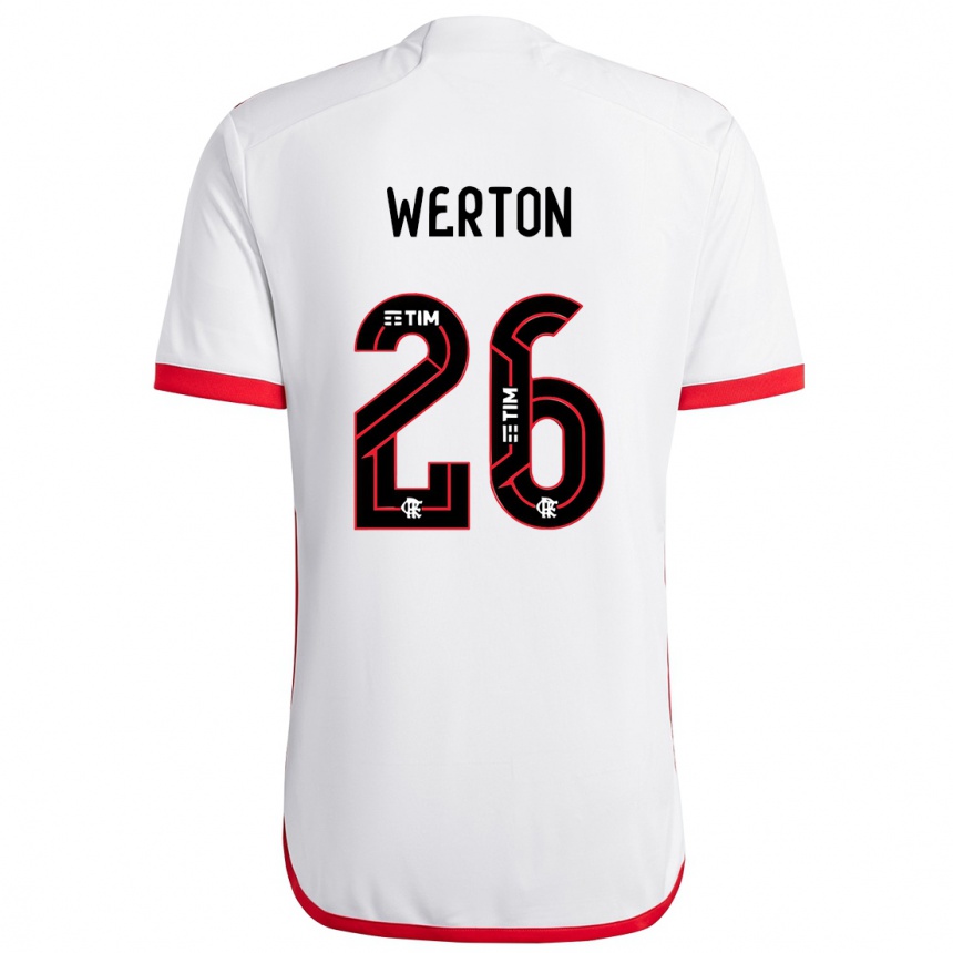 Kinder Fußball Werton #26 Weiß Rot Auswärtstrikot Trikot 2024/25 T-Shirt Luxemburg