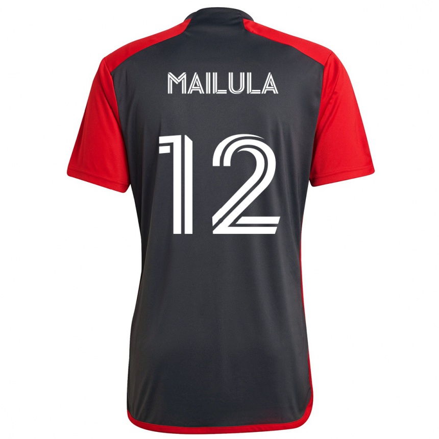 Herren Fußball Cassius Mailula #12 Grau Rot Heimtrikot Trikot 2024/25 T-Shirt Luxemburg