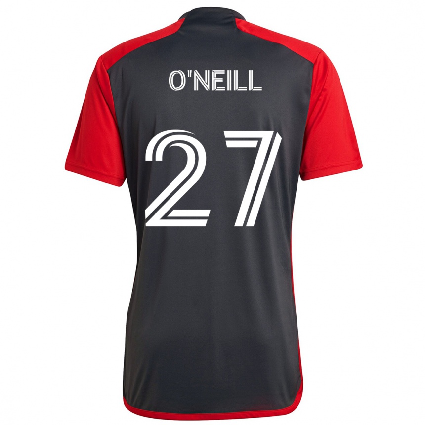 Herren Fußball Shane O'neill #27 Grau Rot Heimtrikot Trikot 2024/25 T-Shirt Luxemburg