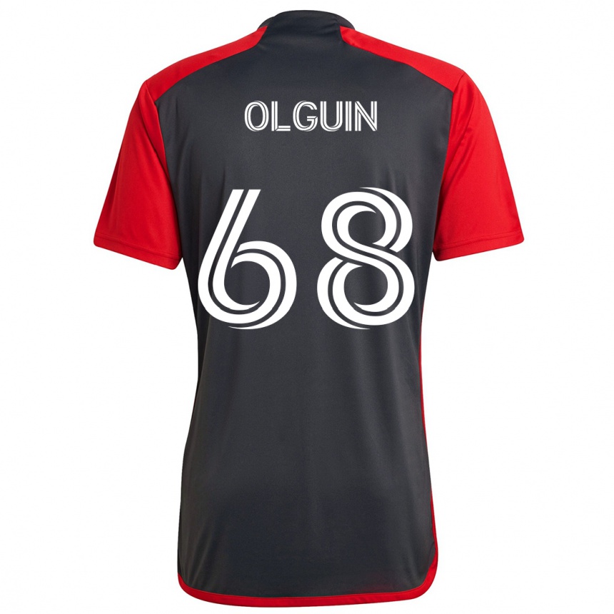 Herren Fußball Lucas Olguin #68 Grau Rot Heimtrikot Trikot 2024/25 T-Shirt Luxemburg