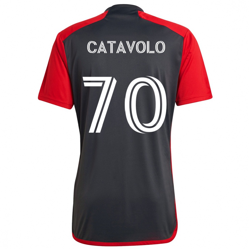 Herren Fußball Matthew Catavolo #70 Grau Rot Heimtrikot Trikot 2024/25 T-Shirt Luxemburg