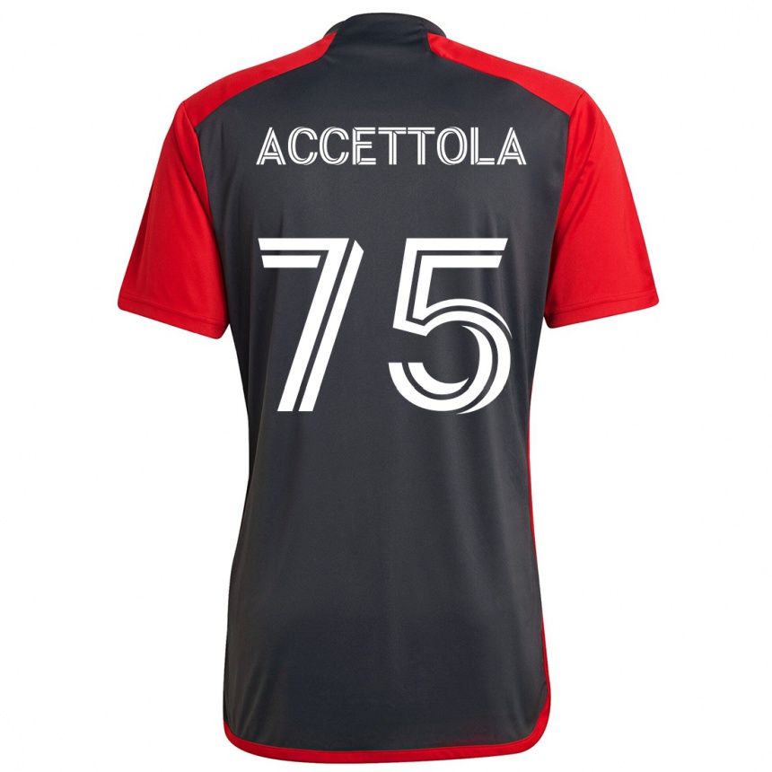 Herren Fußball Luca Accettola #75 Grau Rot Heimtrikot Trikot 2024/25 T-Shirt Luxemburg