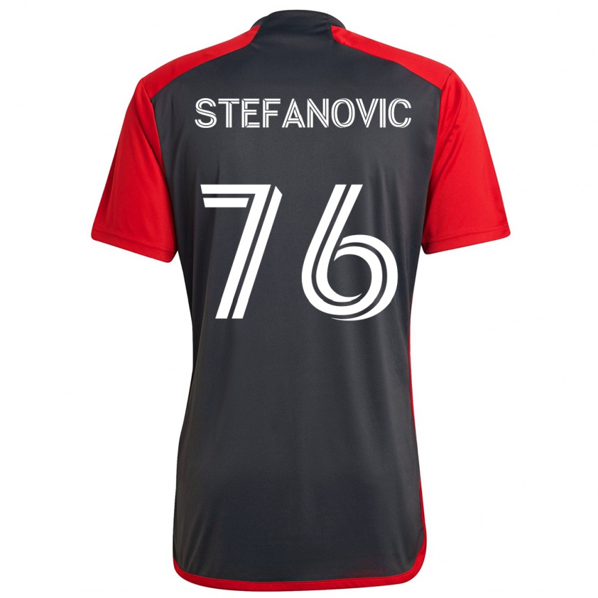 Herren Fußball Lazar Stefanovic #76 Grau Rot Heimtrikot Trikot 2024/25 T-Shirt Luxemburg