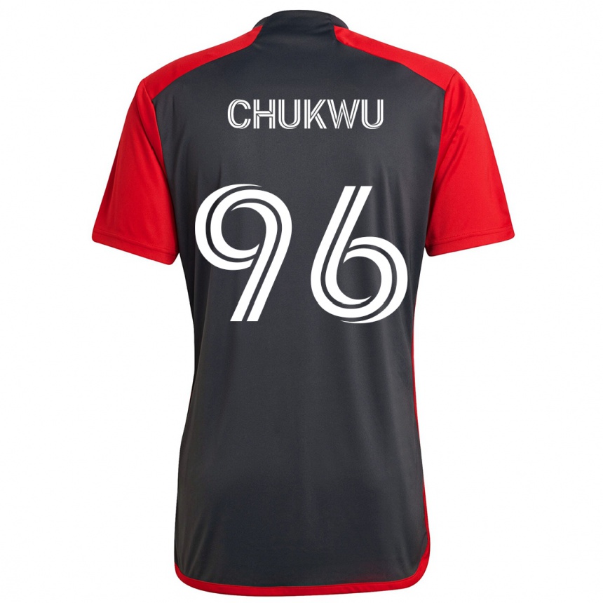 Herren Fußball Richard Chukwu #96 Grau Rot Heimtrikot Trikot 2024/25 T-Shirt Luxemburg