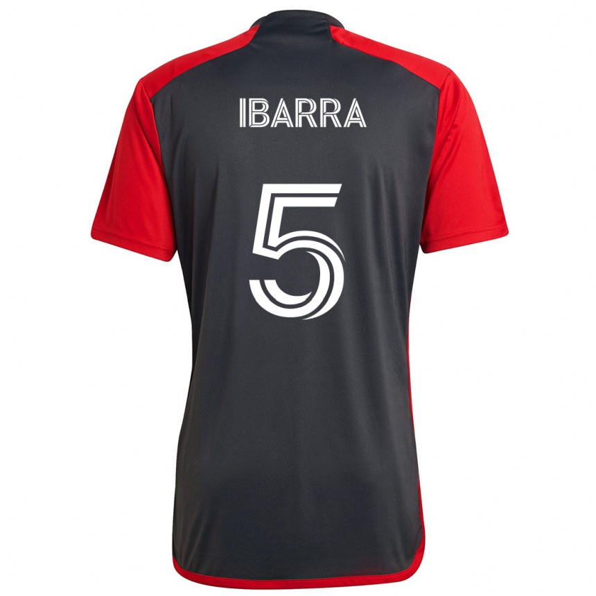 Herren Fußball Franco Ibarra #5 Grau Rot Heimtrikot Trikot 2024/25 T-Shirt Luxemburg