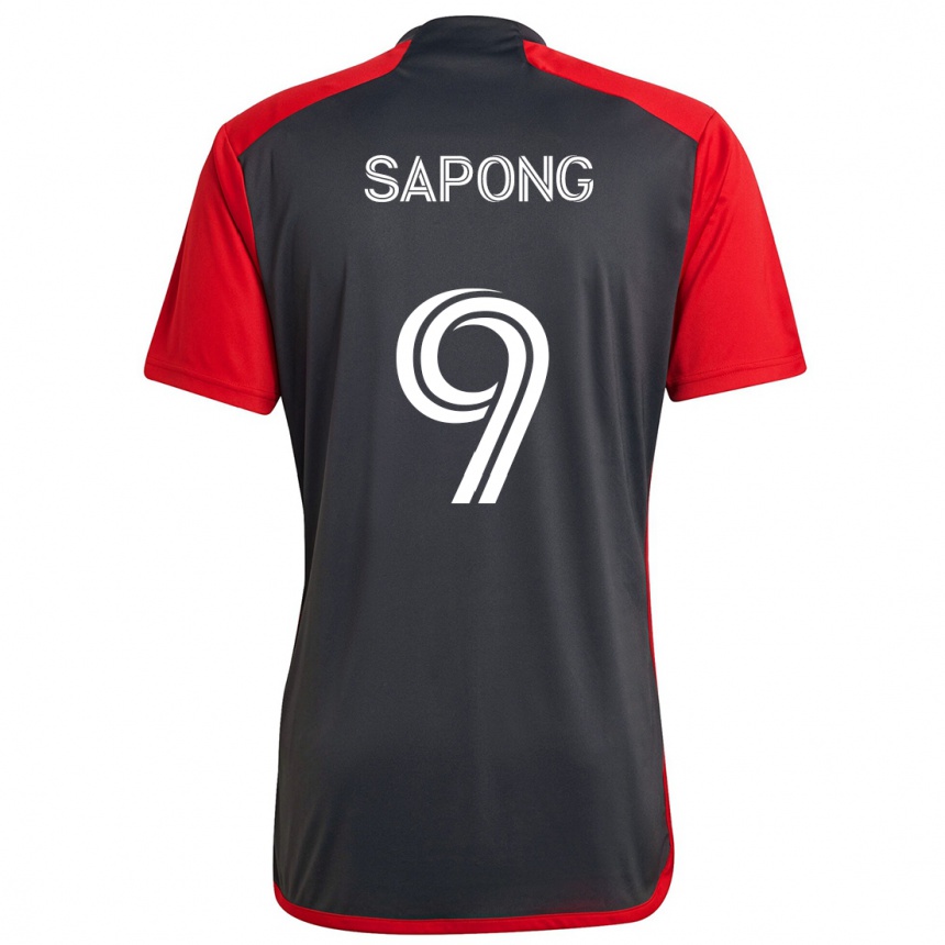 Herren Fußball C.j. Sapong #9 Grau Rot Heimtrikot Trikot 2024/25 T-Shirt Luxemburg