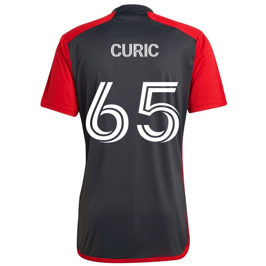 Herren Fußball Antony Curic #65 Grau Rot Heimtrikot Trikot 2024/25 T-Shirt Luxemburg