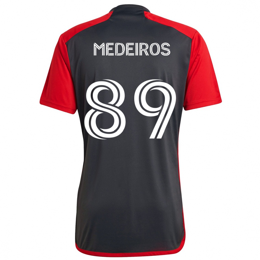 Herren Fußball Matthew Medeiros #89 Grau Rot Heimtrikot Trikot 2024/25 T-Shirt Luxemburg