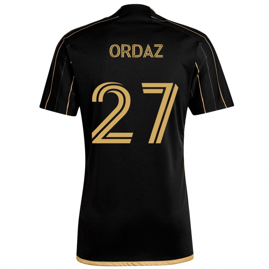 Herren Fußball Nathan Ordaz #27 Schwarzes Gold Heimtrikot Trikot 2024/25 T-Shirt Luxemburg