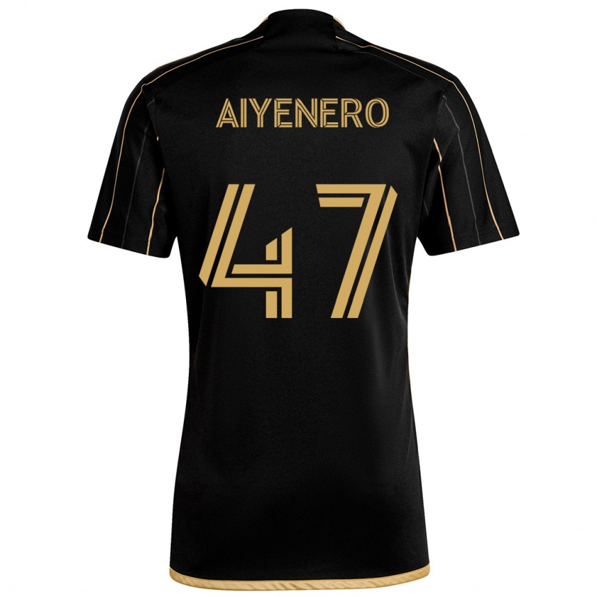 Herren Fußball Marius Aiyenero #47 Schwarzes Gold Heimtrikot Trikot 2024/25 T-Shirt Luxemburg