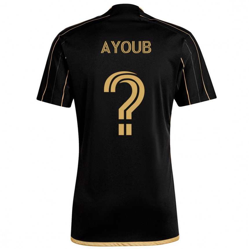 Herren Fußball Ryan Ayoub #0 Schwarzes Gold Heimtrikot Trikot 2024/25 T-Shirt Luxemburg