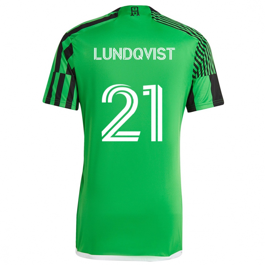 Herren Fußball Adam Lundqvist #21 Grün Schwarz Heimtrikot Trikot 2024/25 T-Shirt Luxemburg