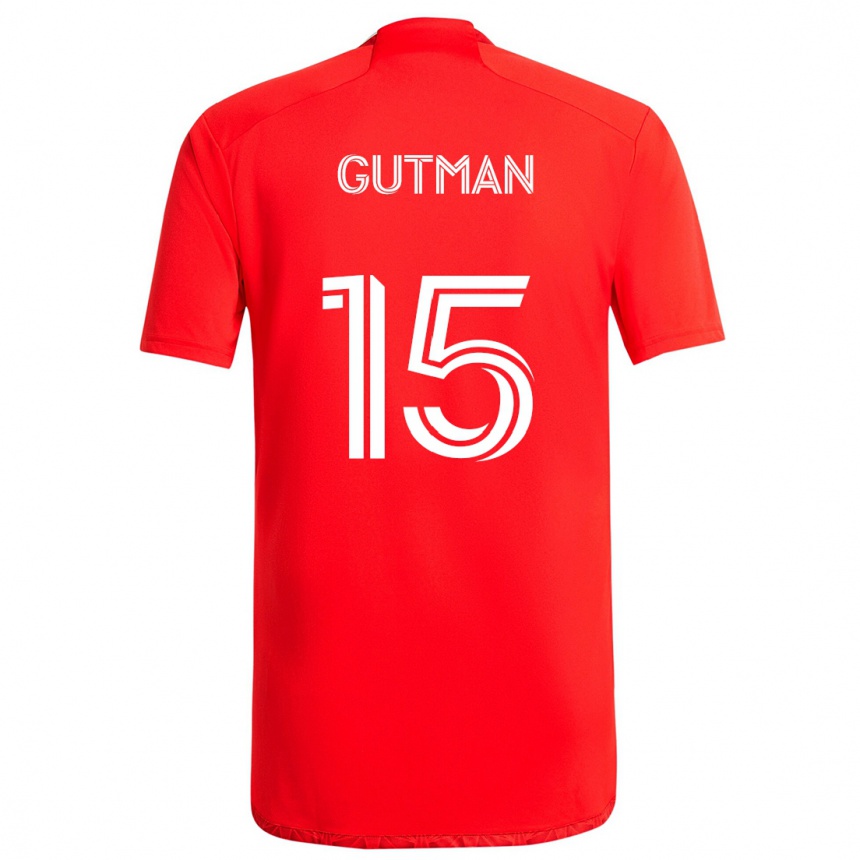 Herren Fußball Andrew Gutman #15 Rot-Weiss Heimtrikot Trikot 2024/25 T-Shirt Luxemburg