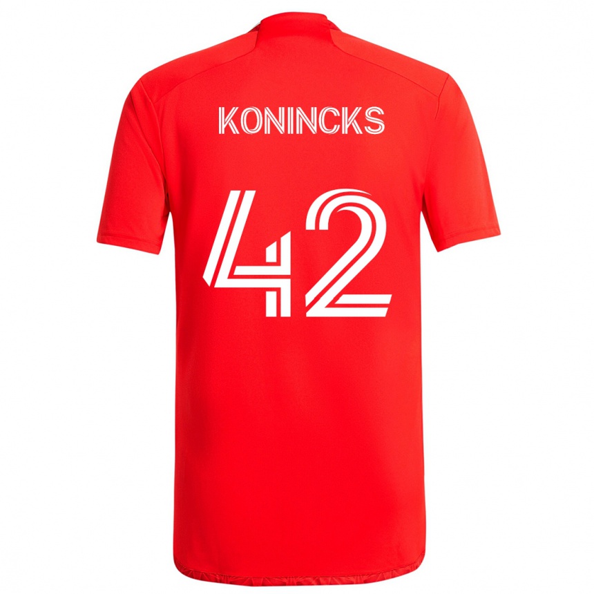 Herren Fußball Diego Konincks #42 Rot-Weiss Heimtrikot Trikot 2024/25 T-Shirt Luxemburg