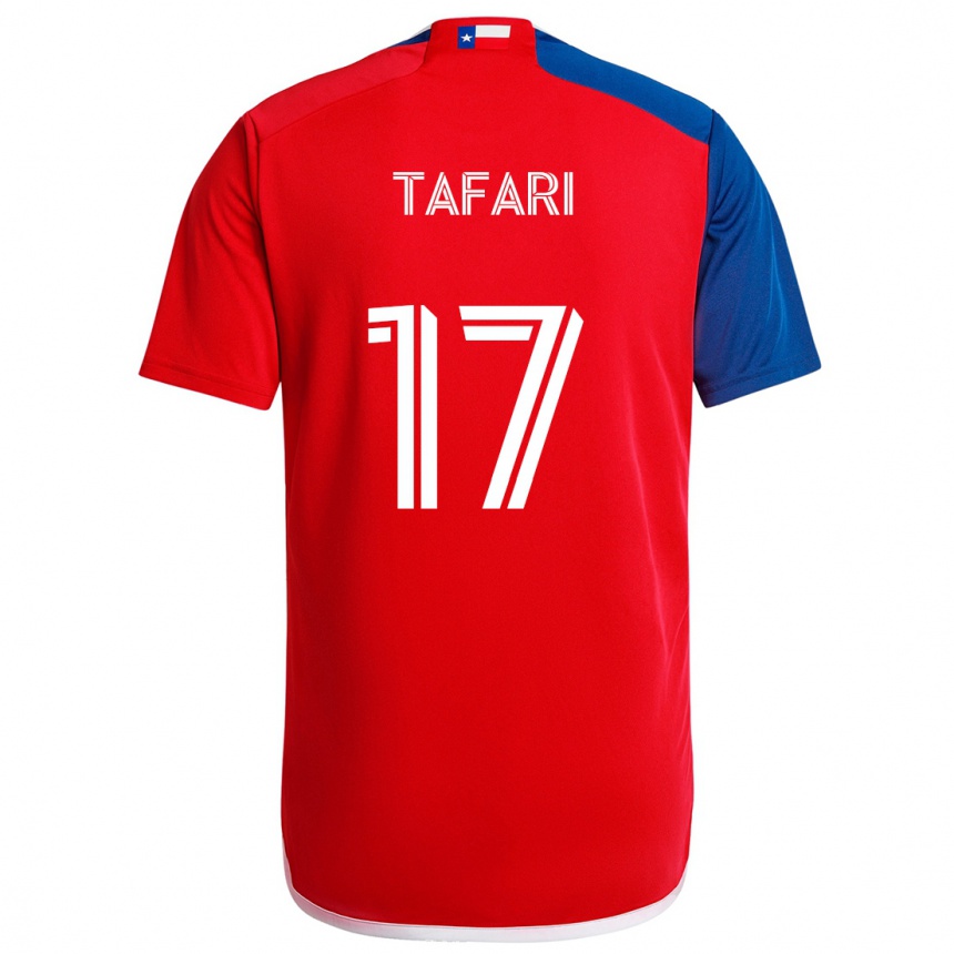 Herren Fußball Nkosi Tafari #17 Blau Rot Heimtrikot Trikot 2024/25 T-Shirt Luxemburg