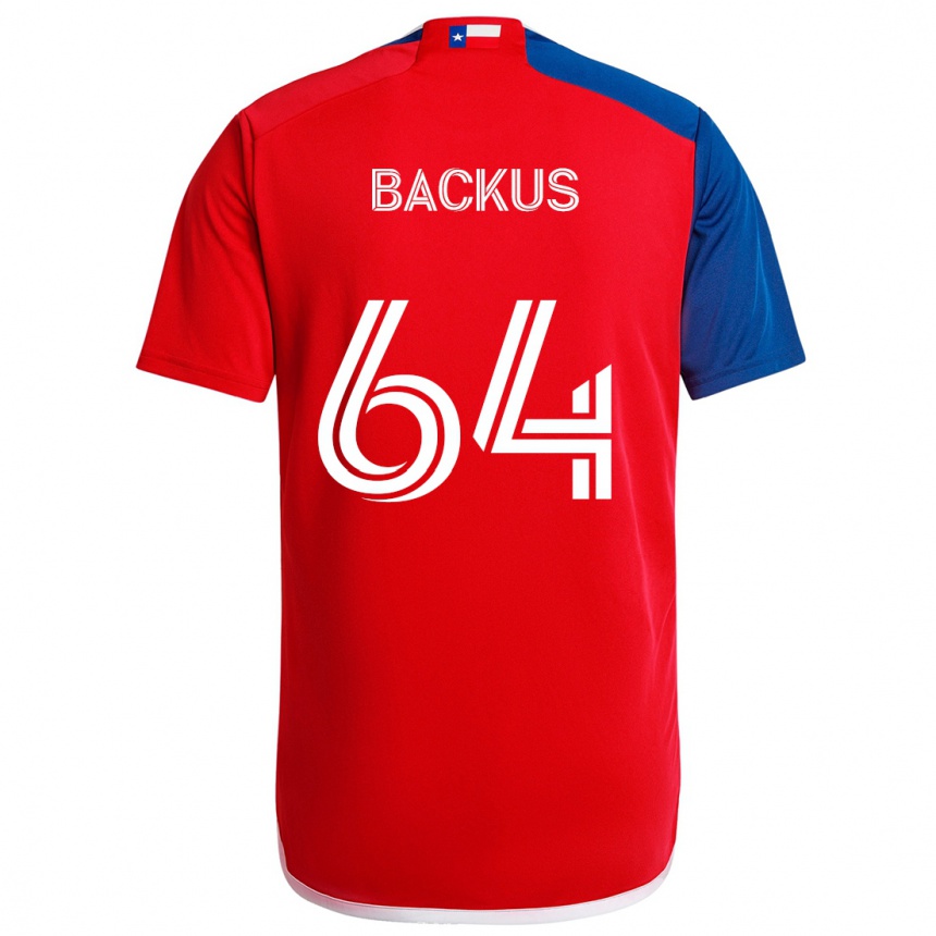 Herren Fußball Braeden Backus #64 Blau Rot Heimtrikot Trikot 2024/25 T-Shirt Luxemburg