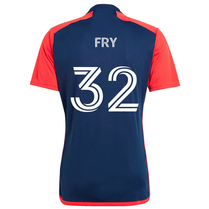 Herren Fußball Malcolm Fry #32 Blau Rot Heimtrikot Trikot 2024/25 T-Shirt Luxemburg