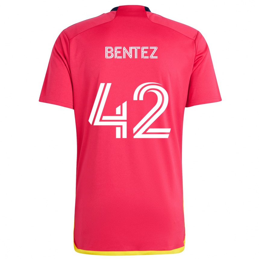 Herren Fußball Óscar Benítez #42 Rot Blau Heimtrikot Trikot 2024/25 T-Shirt Luxemburg