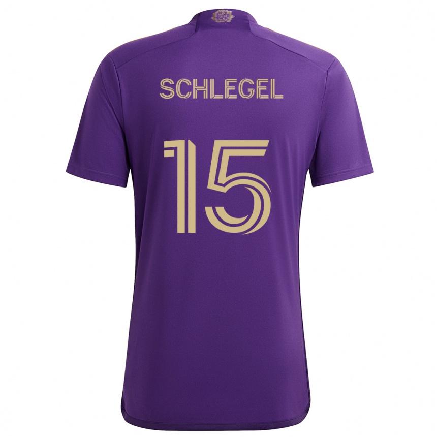 Herren Fußball Rodrigo Schlegel #15 Lila Gelb Heimtrikot Trikot 2024/25 T-Shirt Luxemburg