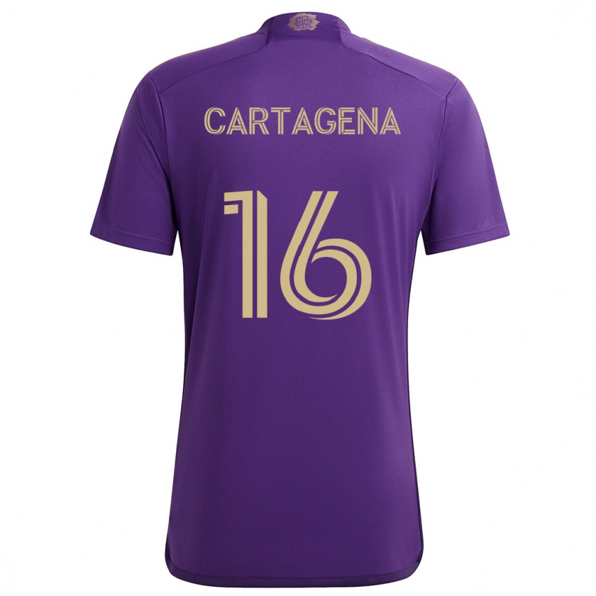 Herren Fußball Wilder Cartagena #16 Lila Gelb Heimtrikot Trikot 2024/25 T-Shirt Luxemburg