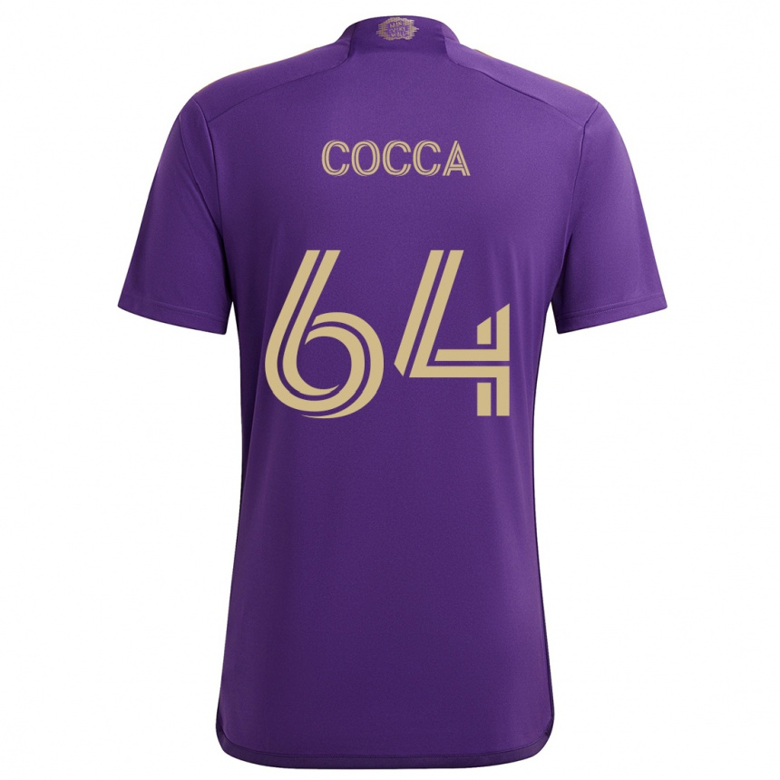 Herren Fußball Manuel Cocca #64 Lila Gelb Heimtrikot Trikot 2024/25 T-Shirt Luxemburg