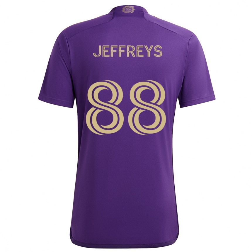 Herren Fußball Tj Jeffreys #88 Lila Gelb Heimtrikot Trikot 2024/25 T-Shirt Luxemburg