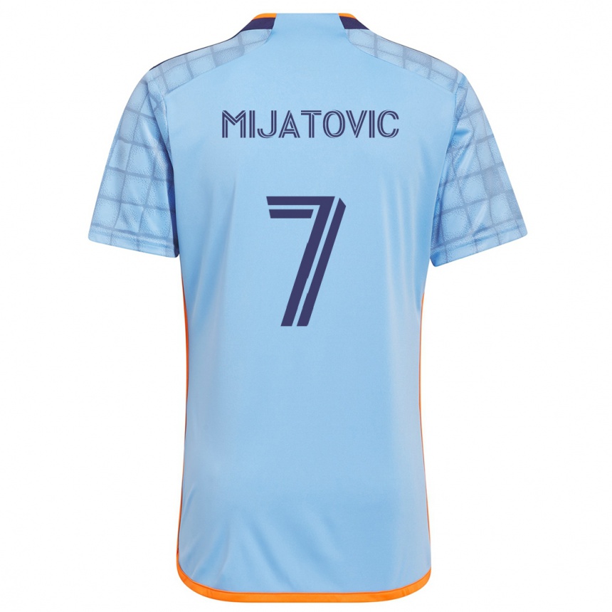 Herren Fußball Jovan Mijatovic #7 Blau Orange Heimtrikot Trikot 2024/25 T-Shirt Luxemburg