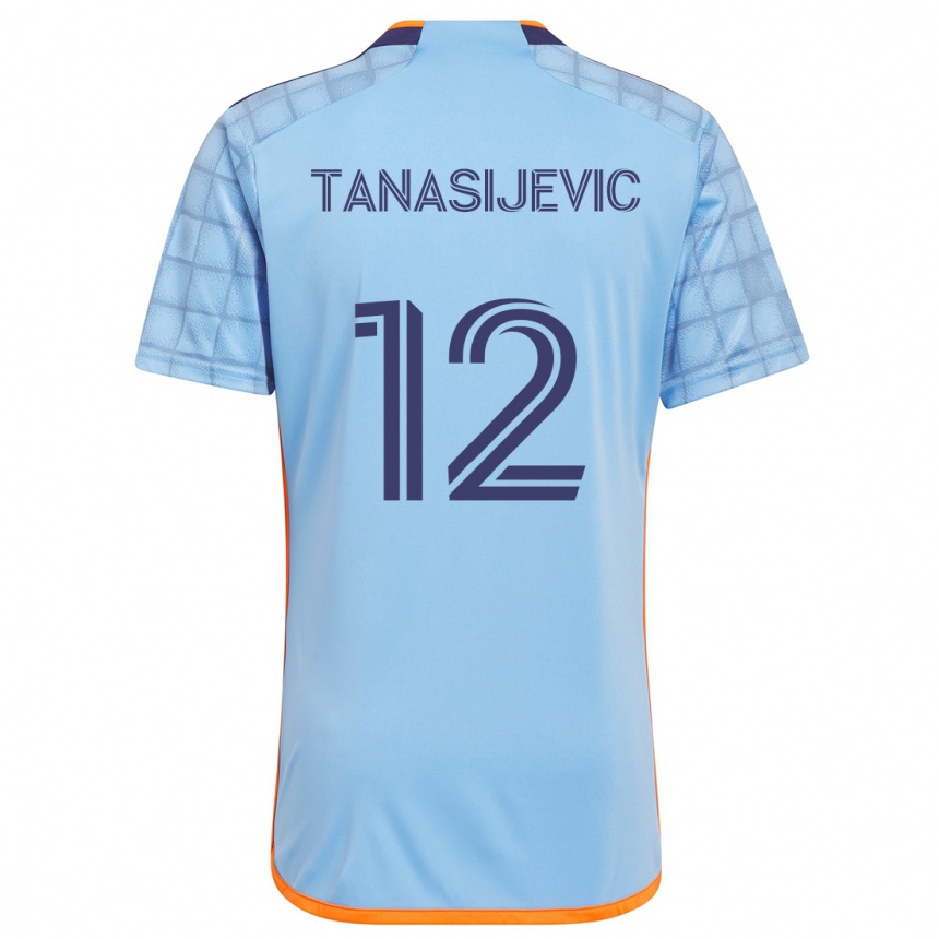 Herren Fußball Strahinja Tanasijevic #12 Blau Orange Heimtrikot Trikot 2024/25 T-Shirt Luxemburg