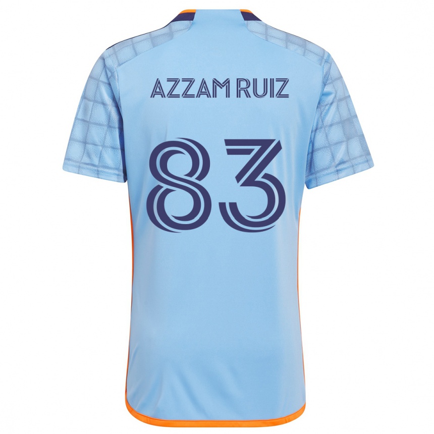 Herren Fußball Camil Azzam Ruiz #83 Blau Orange Heimtrikot Trikot 2024/25 T-Shirt Luxemburg