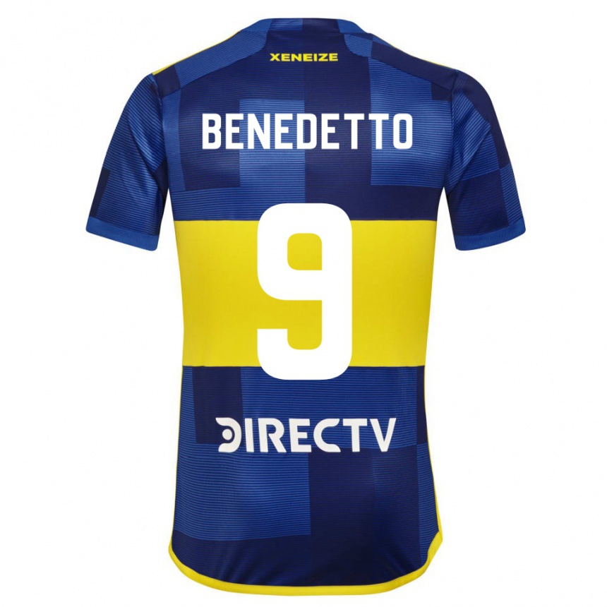 Herren Fußball Dario Benedetto #9 Blau Gelb Heimtrikot Trikot 2024/25 T-Shirt Luxemburg