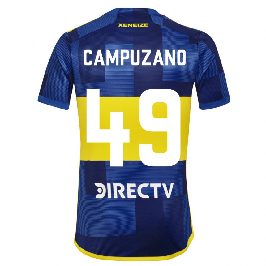 Herren Fußball Jorman Campuzano #49 Blau Gelb Heimtrikot Trikot 2024/25 T-Shirt Luxemburg