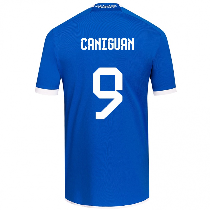 Herren Fußball Franchesca Caniguán #9 Blau Weiss Heimtrikot Trikot 2024/25 T-Shirt Luxemburg