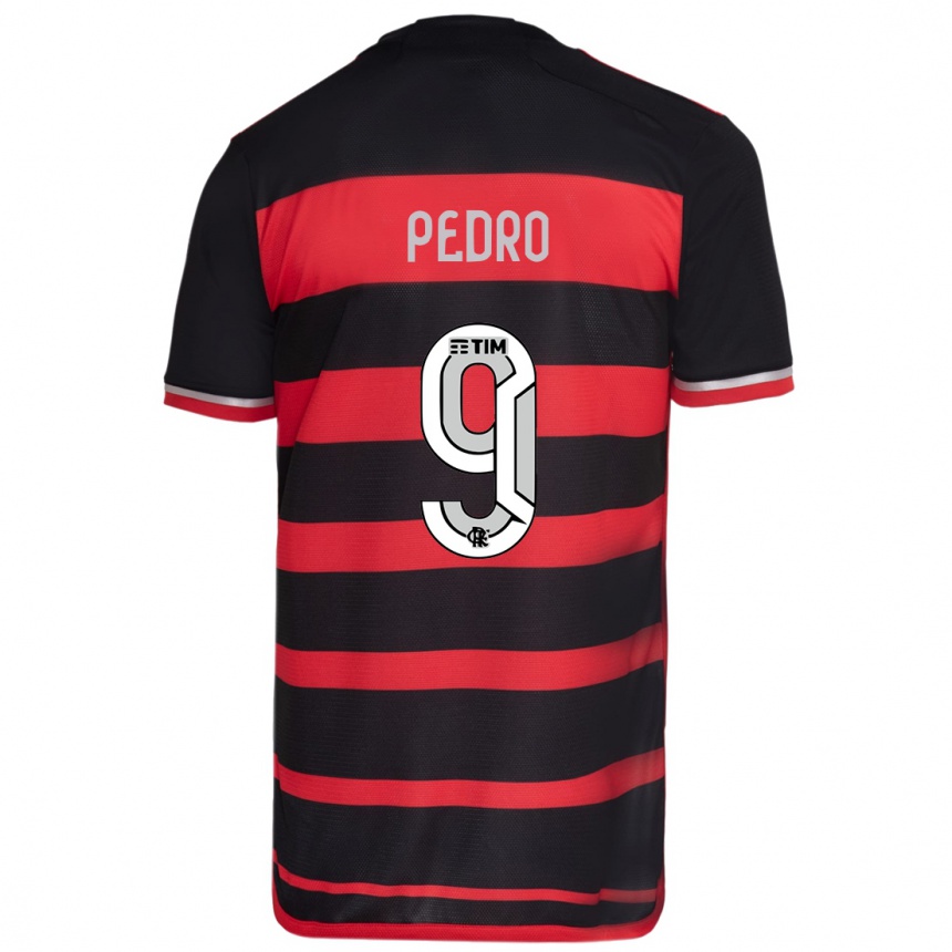 Herren Fußball Pedro #9 Rot Schwarz Heimtrikot Trikot 2024/25 T-Shirt Luxemburg