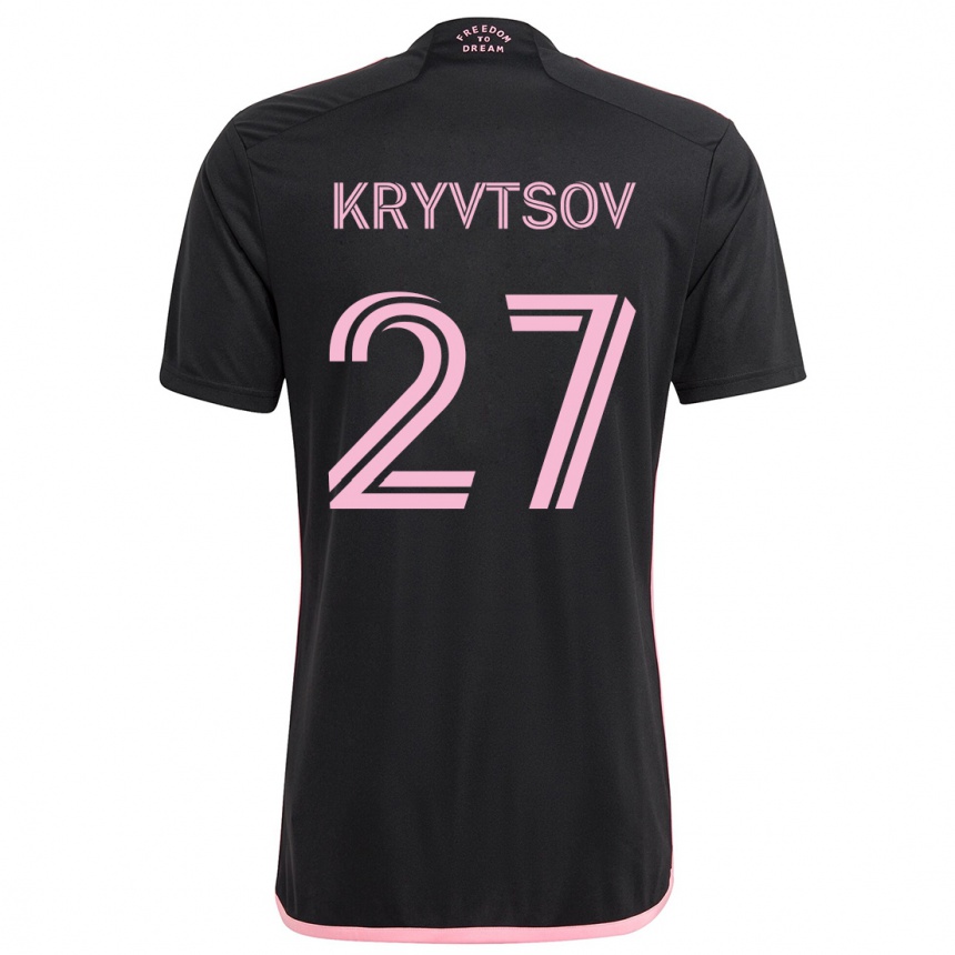 Herren Fußball Sergiy Kryvtsov #27 Schwarz Auswärtstrikot Trikot 2024/25 T-Shirt Luxemburg