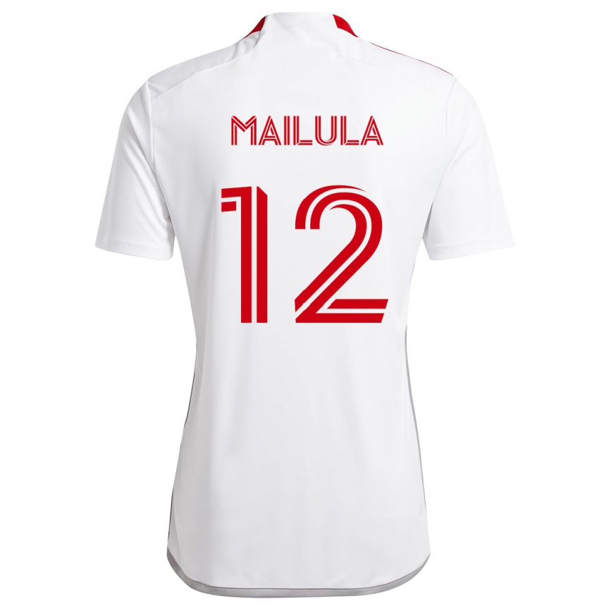 Herren Fußball Cassius Mailula #12 Weiß Rot Auswärtstrikot Trikot 2024/25 T-Shirt Luxemburg