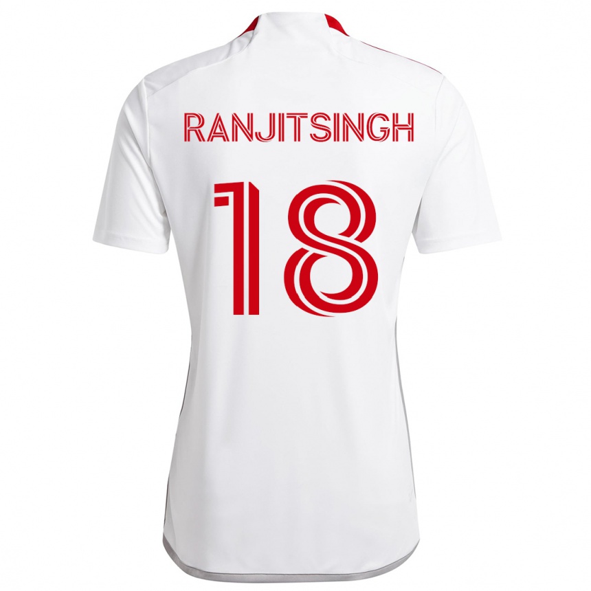 Herren Fußball Greg Ranjitsingh #18 Weiß Rot Auswärtstrikot Trikot 2024/25 T-Shirt Luxemburg