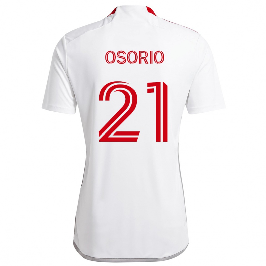 Herren Fußball Jonathan Osorio #21 Weiß Rot Auswärtstrikot Trikot 2024/25 T-Shirt Luxemburg