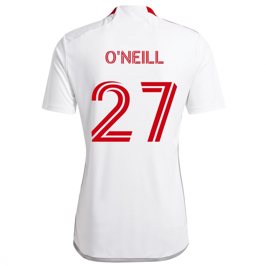 Herren Fußball Shane O'neill #27 Weiß Rot Auswärtstrikot Trikot 2024/25 T-Shirt Luxemburg