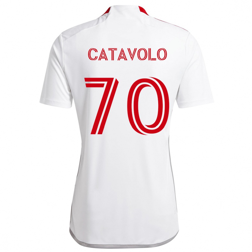 Herren Fußball Matthew Catavolo #70 Weiß Rot Auswärtstrikot Trikot 2024/25 T-Shirt Luxemburg