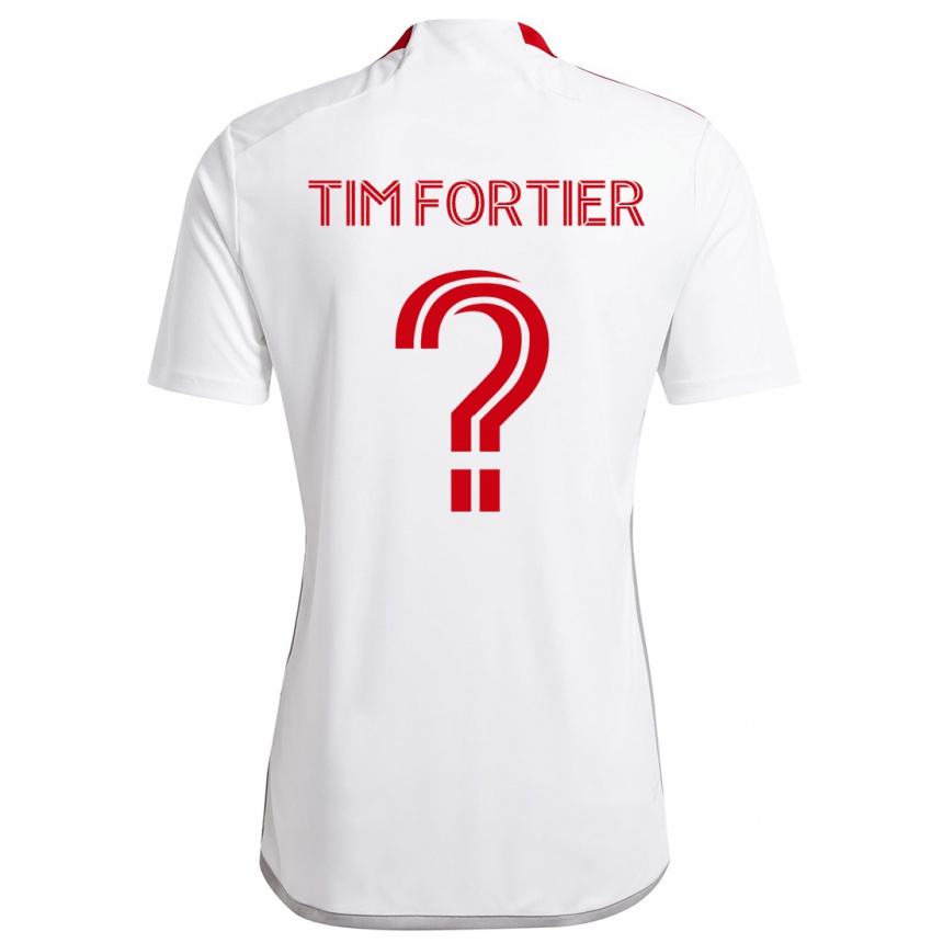 Herren Fußball Tim Fortier #0 Weiß Rot Auswärtstrikot Trikot 2024/25 T-Shirt Luxemburg