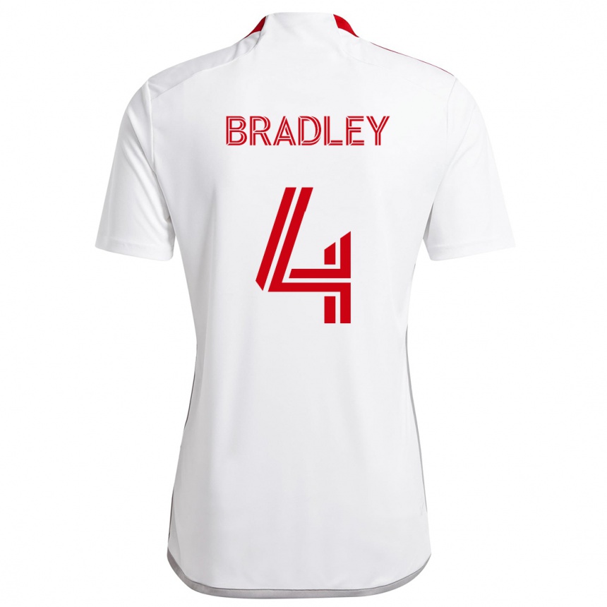 Herren Fußball Michael Bradley #4 Weiß Rot Auswärtstrikot Trikot 2024/25 T-Shirt Luxemburg