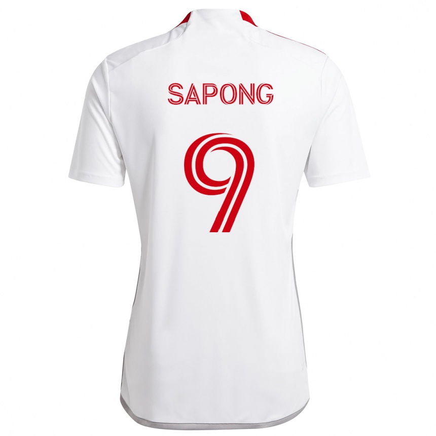 Herren Fußball C.j. Sapong #9 Weiß Rot Auswärtstrikot Trikot 2024/25 T-Shirt Luxemburg